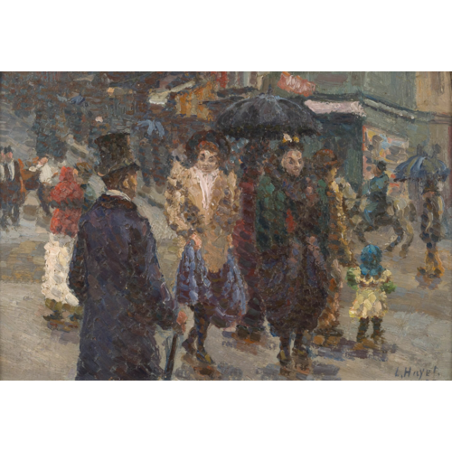 Passants sous la pluie, Paris